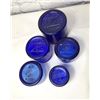 Image 2 : Cobalt Blue  5 Noxema jars. Various sizes.