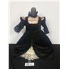 Image 1 : Georgeous "Antique Black" Velvet Doll Dress with Black Lace and Beaded Accents. Big Bow on the Back 