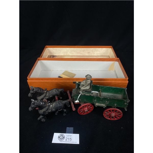 All Original Stanley Cast Iron Wagon With Original Driver