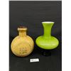 Image 2 : Unusual Metal Vase, Ornate Design with Large Green Glass Vase, Very Small Chip on Rim