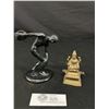 Image 1 : Bronze Discus Thrower Figurine with Small Brass Incense Holder