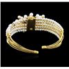 Image 2 : 14KT Yellow Gold Pearl and Diamond Bangle Bracelet