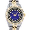 Image 1 : Rolex Mens 2 Tone Blue Vignette String Pyramid Diamond Datejust Wristwatch