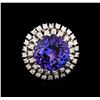 Image 2 : 13.60 ctw Tanzanite and Diamond Ring - 14KT White Gold