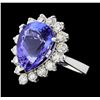 Image 1 : GIA Cert 9.31 ctw Tanzanite and Diamond Ring - 14KT White Gold