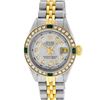 Image 2 : Rolex Ladies 2 Tone Grey Diamond & Emerald 26MM Datejust Wristwatch