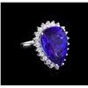 Image 1 : 14KT White Gold GIA Certified 16.98 ctw Tanzanite and Diamond Ring