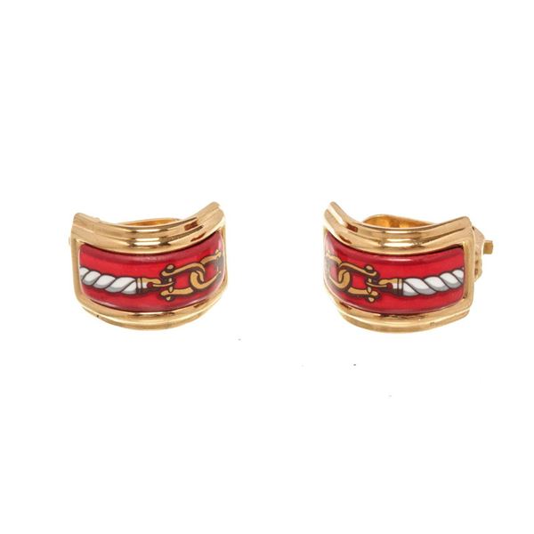 Hermes Multicolor Enamel Clip on Earring