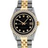 Image 2 : Rolex Mens 2 Tone Black Diamond Lugs 36MM Datejust Wristwatch