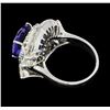 Image 3 : 9.95 ctw Round Brilliant Tanzanite And Marquise Shaped Cut Diamond Ring - 18KT W