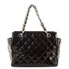 Image 2 : Chanel Vintage Black Quilted Patent Leather Petite Timeless Tote Bag
