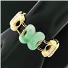 Image 7 : Vintage Large Wide Heavy Alternating Pierced Jade & Solid 14k Gold Bracelet