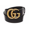 Image 1 : Gucci Black Calfskin Leather Marmont Wide GG Belt 75cm