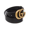 Image 2 : Gucci Black Calfskin Leather Marmont Wide GG Belt 75cm