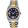 Image 2 : Rolex Mens 2 Tone Blue 6 & 9 Arabic Diamond 36MM Datejust Wristwatch