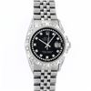 Image 2 : Rolex Mens Stainless Steel Black Diamond Lugs & Pyramid Bezel Datejust Wristwatc