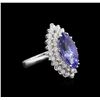 Image 1 : 14KT White Gold 3.85 ctw Tanzanite and Diamond Ring