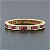 Image 3 : Vintage 18k Yellow Gold Channel French Ruby & Diamond Engraved Stack Band Ring