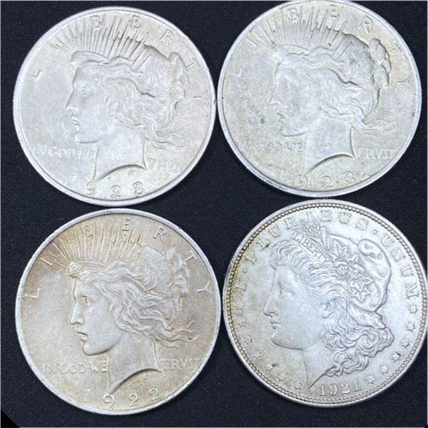 4 Peace & Morgan Dollars UNCIRCULATED
