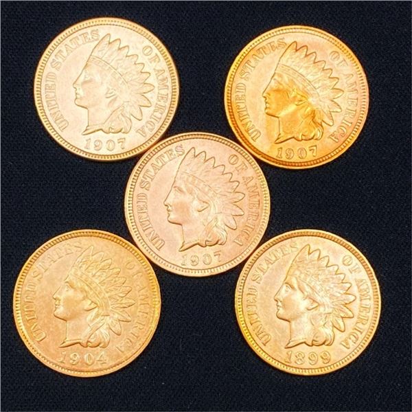 5 Indian Head Cents UNCIRCULATED