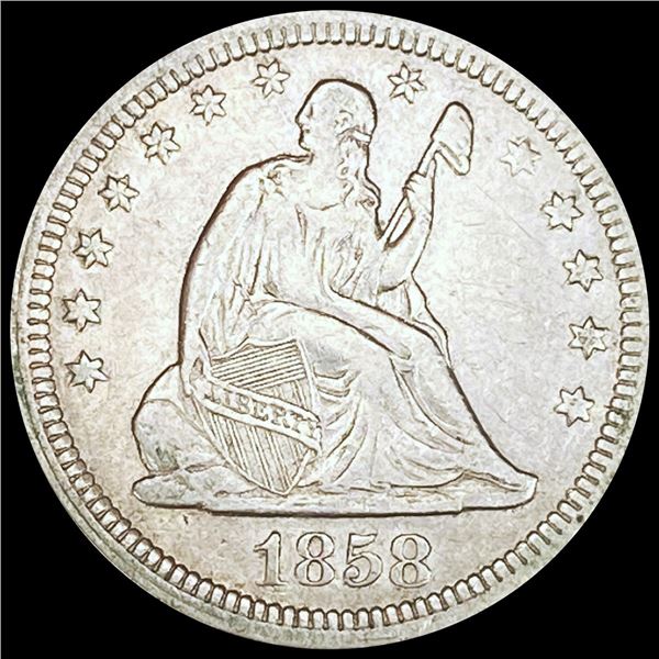 1858 Seated Liberty Quarter CLOSELY UNCIRCULATED