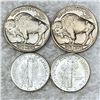 Image 2 : (4) Buffalo & Mercury Coins UNCIRCULATED