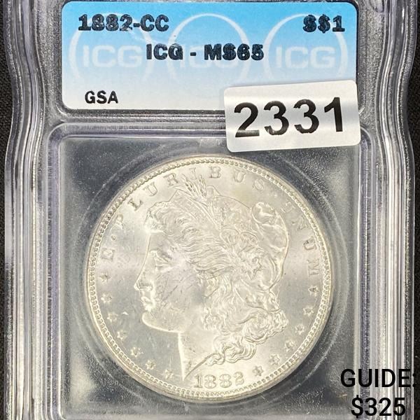1882-CC Morgan Silver Dollar ICG - MS65