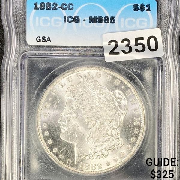 1882-CC Morgan Silver Dollar ICG - MS65