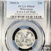 Image 1 : 2004-D Extra Leaf High Wisconsin Quarter PCGS - MS