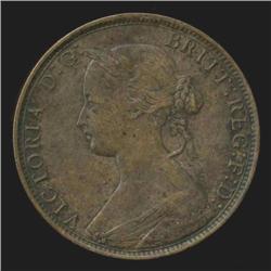 1861 Gt. Britian 1/2 Penny XF/AU Rare Variety (COI-3173)