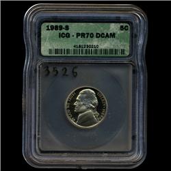 1989S Jefferson Nickel Graded PR70  (COI-3526)