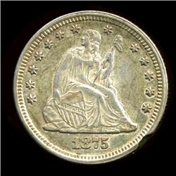 1875 Seated Quarter AU+ ERROR (COI-3782)