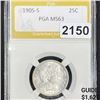 Image 1 : 1905-S Barber Quarter PGA - MS63
