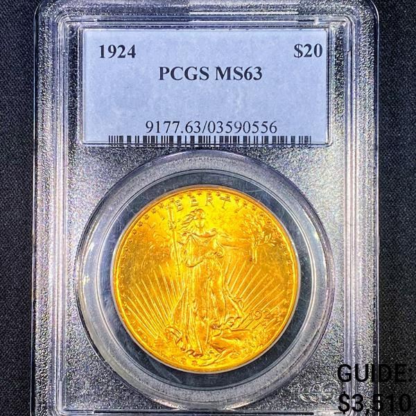 1924 $20 Gold Double Eagle PCGS - MS63