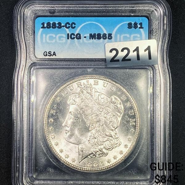 1883-CC Morgan Silver Dollar ICG - MS65