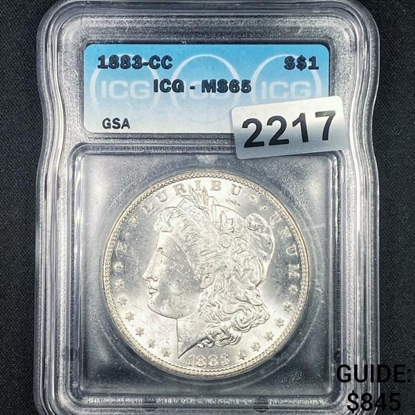 1883-CC Morgan Silver Dollar ICG - MS65