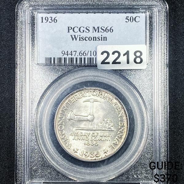 1936 Wisconsin Half Dollar PCGS - MS66