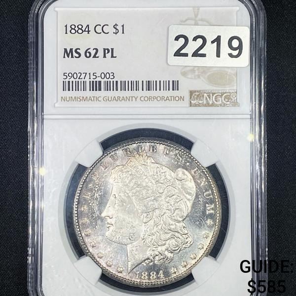 1884-CC Morgan Silver Dollar NGC - MS62PL