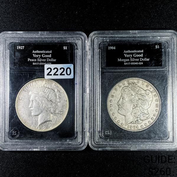 1927-S, 1904 Peace & Morgan Silver Dollar Set