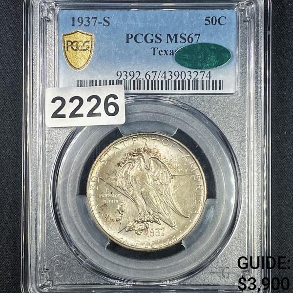 1937-S Texas Half Dollar PCGS - MS67