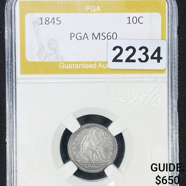 1845 Seated Liberty Dime PGA - MS60