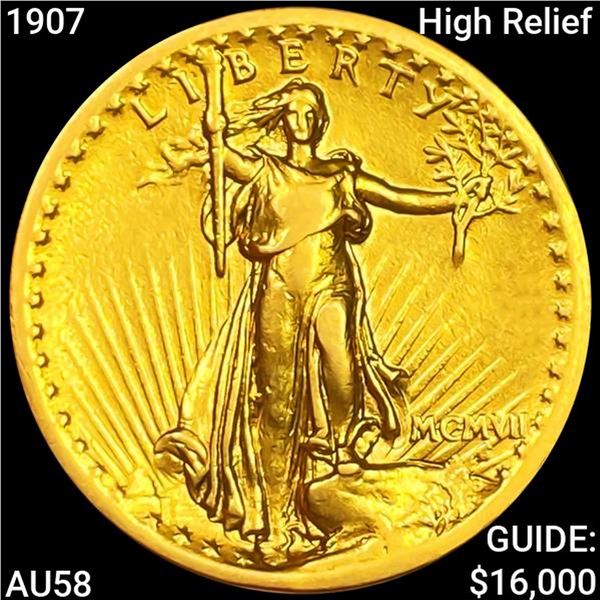 1907 High Relief $20 Gold Double Eagle CHOICE AU