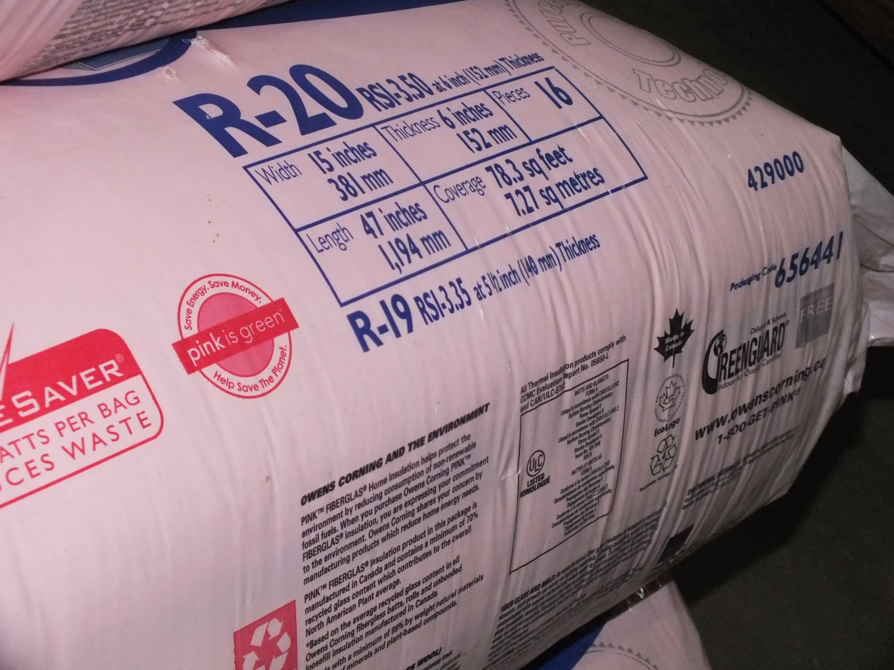6 Batts Of R20 Insulation