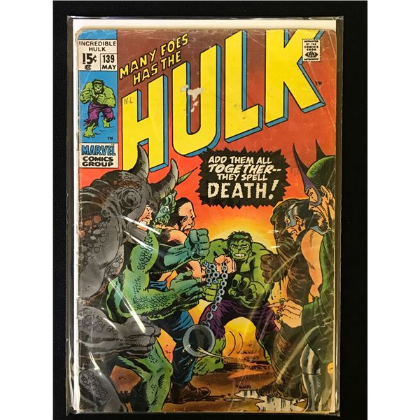 MARVEL COMICS THE INCREDIBLE HULK NO.139