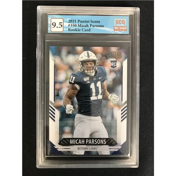 2021 PANINI SCORE NO. 350 MICAH PARSONS RC (GCG 9.5)