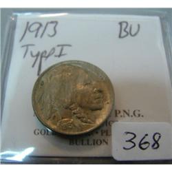 1913 Buffalo Nickel Type I BU 65