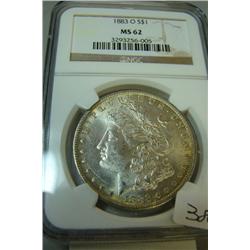 1883-O  Morgan Silver Dollar NGC MS62