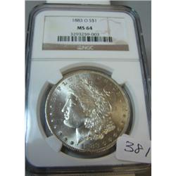 1883-O  Morgan Silver Dollar NGC MS64