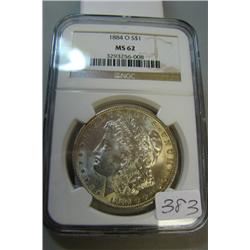 1884-O  Morgan Silver Dollar NGC MS62