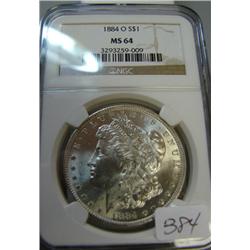 1884-O  Morgan Silver Dollar NGC MS64